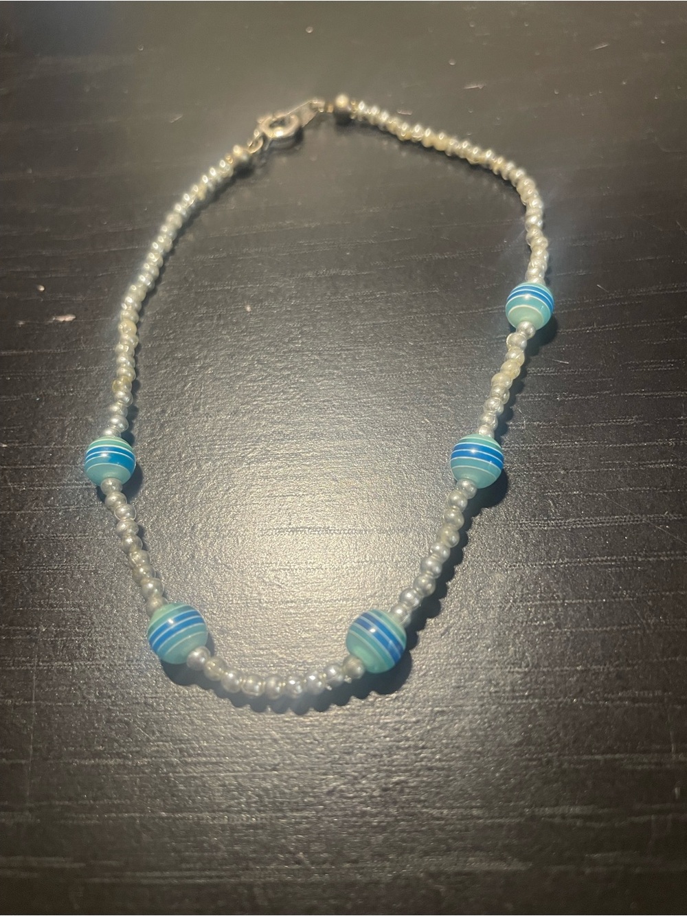 Handmade Blue Beaded Women's Anklet